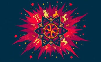 Гороскоп на день: символы зодиака и успешное завершение задач, коллаж из ярких цветов.