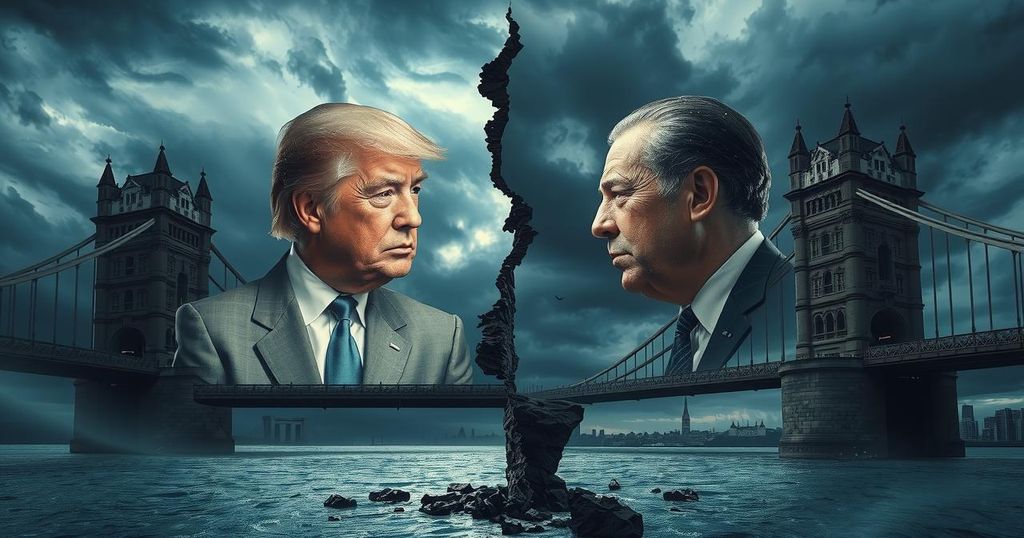 Конфликт между Трампом и Маском: символизирующие фигуры, разрушенные мости в фоне