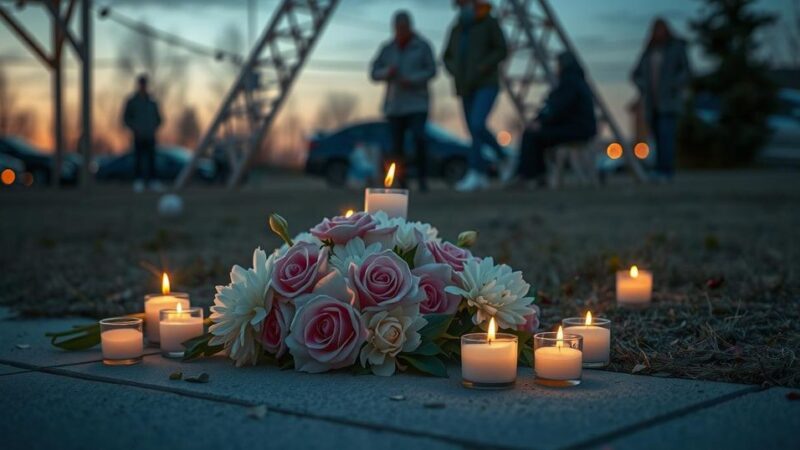 Жемчужные цветы на месте мемориала в Миннесоте, потрясенной политическим насилием, символизируют соболезнования.